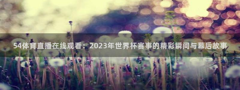 so米体育直播在线：54体育直播在线观看：2023年世界杯赛事的精彩瞬间与幕后故事